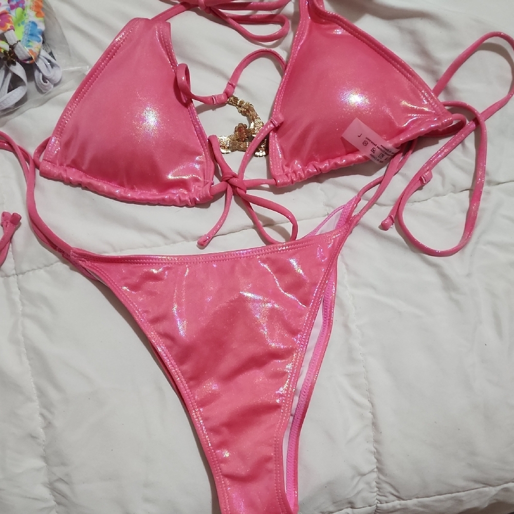 Shiny Pink Bikini Set
